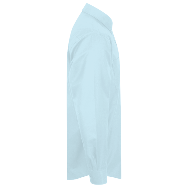 Devon & Jones Men's Crown Collection® Broadcloth Woven Dress Shirt, Crystal Blue, Right Sleeve view