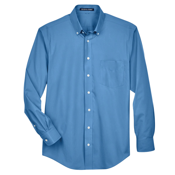 Devon & Jones Men's Crown Collection® Broadcloth Woven Dress Shirt, French Blue, Front view