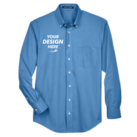 Devon & Jones Men's Crown Collection® Broadcloth Woven Dress Shirt, French Blue, Front view, Mockup