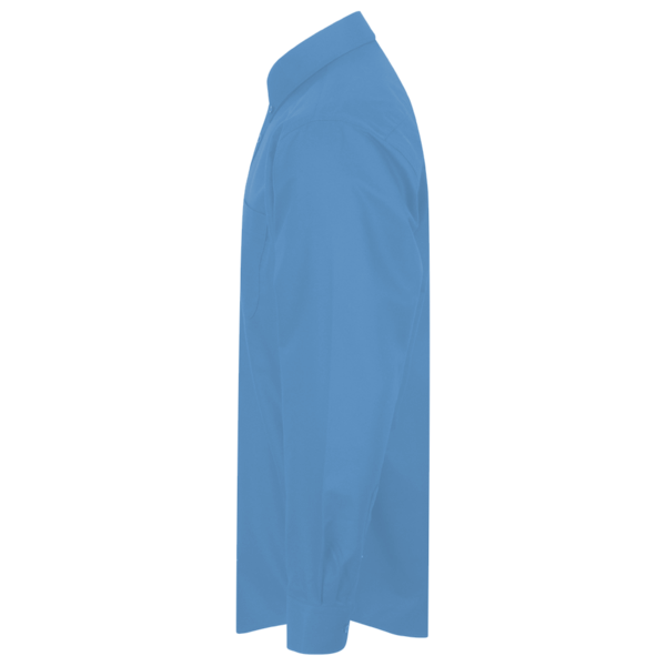 Devon & Jones Men's Crown Collection® Broadcloth Woven Dress Shirt, French Blue, Left Sleeve view
