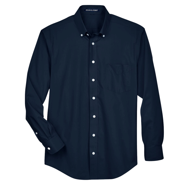 Devon & Jones Men's Crown Collection® Broadcloth Woven Dress Shirt, Navy, Front view