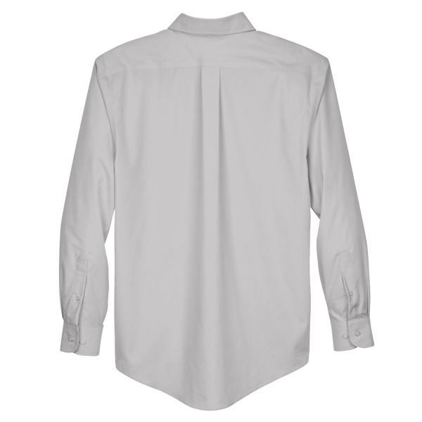 Devon & Jones Men's Crown Collection® Broadcloth Woven Dress Shirt, Silver, Back view