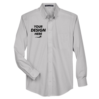 Devon & Jones Men's Crown Collection® Broadcloth Woven Dress Shirt, Silver, Front view, Mockup