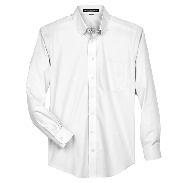 Devon & Jones Men's Crown Collection® Broadcloth Woven Dress Shirt, White, Front view