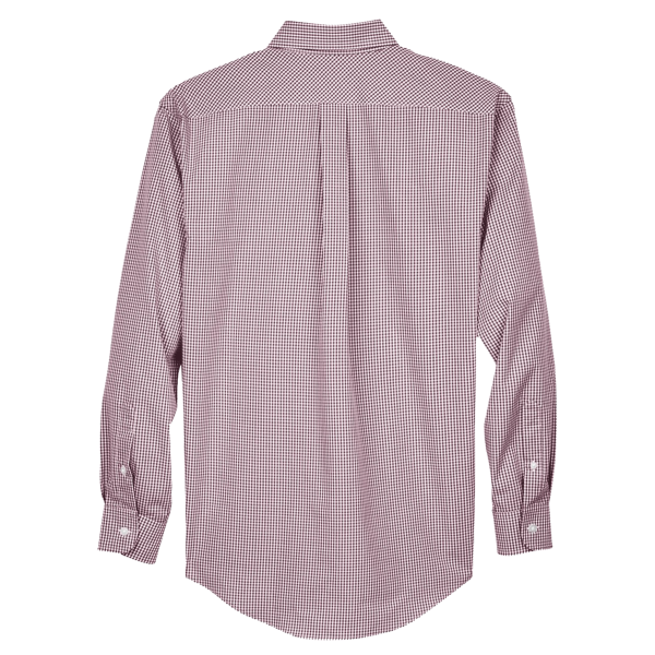 Devon & Jones Men's Crown Collection® Gingham Check Woven Dress Shirt, Burgundy, Back view