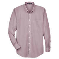 Devon & Jones Men's Crown Collection® Gingham Check Woven Dress Shirt, Burgundy, Front view