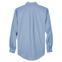 Devon & Jones Men's Crown Collection® Gingham Check Woven Dress Shirt, French Blue, Back view