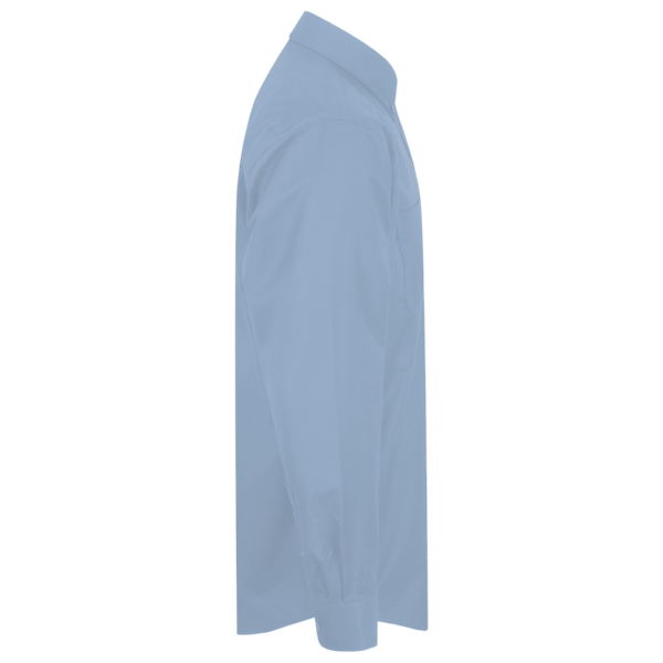 Devon & Jones Men's Crown Collection® Gingham Check Woven Dress Shirt, French Blue, Right Sleeve view