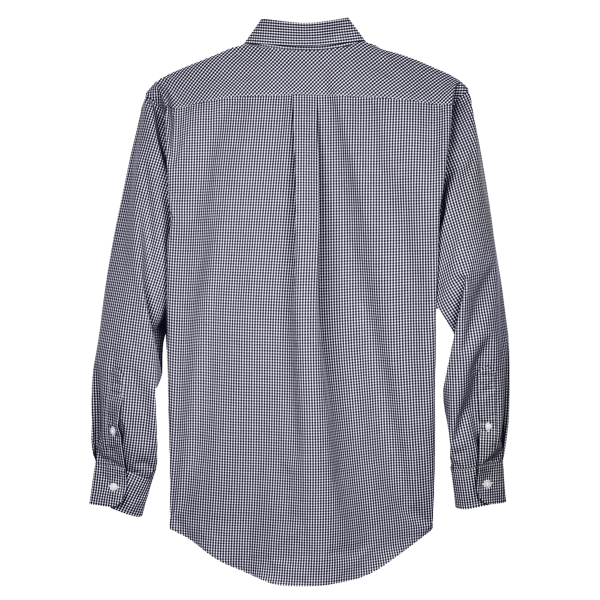 Devon & Jones Men's Crown Collection® Gingham Check Woven Dress Shirt, Navy, Back view