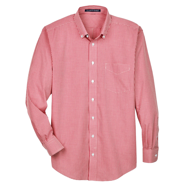Devon & Jones Men's Crown Collection® Gingham Check Woven Dress Shirt, Red, Front view