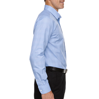Devon & Jones Men's Crown Collection® Glen Plaid Woven Dress Shirt, White / Light French Blue / Light French Blue, Right Sleeve view