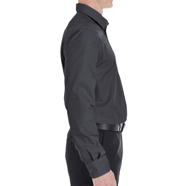 Devon & Jones Men's Crown Collection® Royal Dobby Dress Shirt, Black, Right Sleeve view