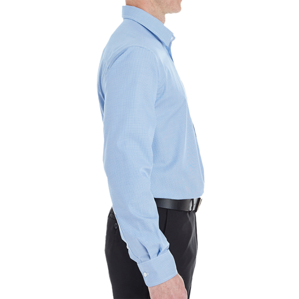 Devon & Jones Men's Crown Collection® Royal Dobby Dress Shirt, French Blue, Right Sleeve view