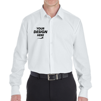 Devon & Jones Men's Crown Collection® Royal Dobby Dress Shirt, White, Front view, Mockup