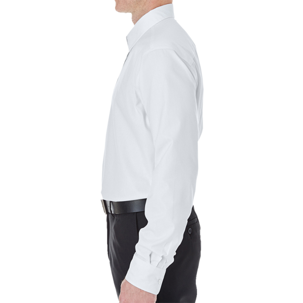 Devon & Jones Men's Crown Collection® Royal Dobby Dress Shirt, White, Left Sleeve view