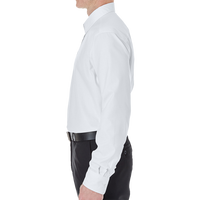 Devon & Jones Men's Crown Collection® Royal Dobby Dress Shirt, White, Left Sleeve view