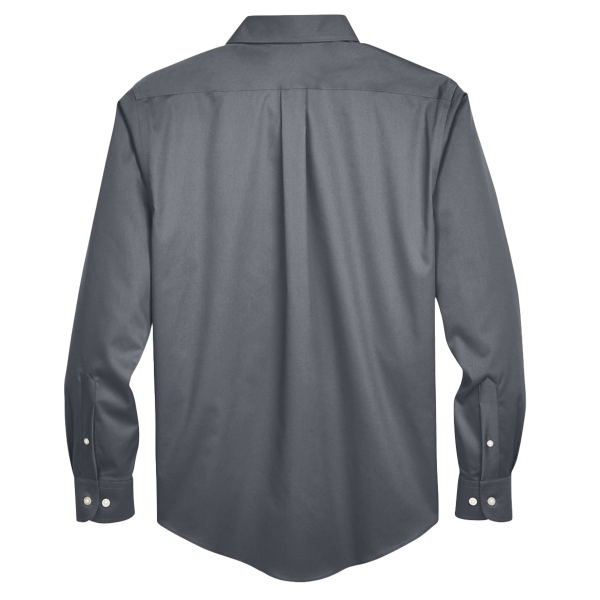 Devon & Jones Men's Crown Collection® Solid Stretch Twill Woven Dress Shirt, Graphite, Back view