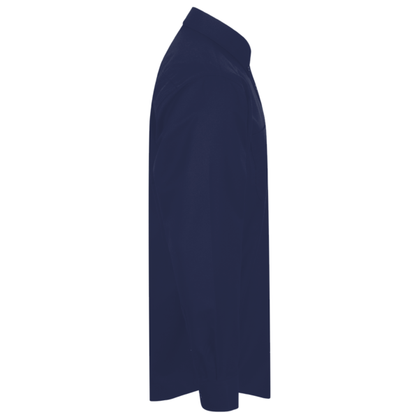 Devon & Jones Men's Crown Collection® Solid Stretch Twill Woven Dress Shirt, Navy, Right Sleeve view
