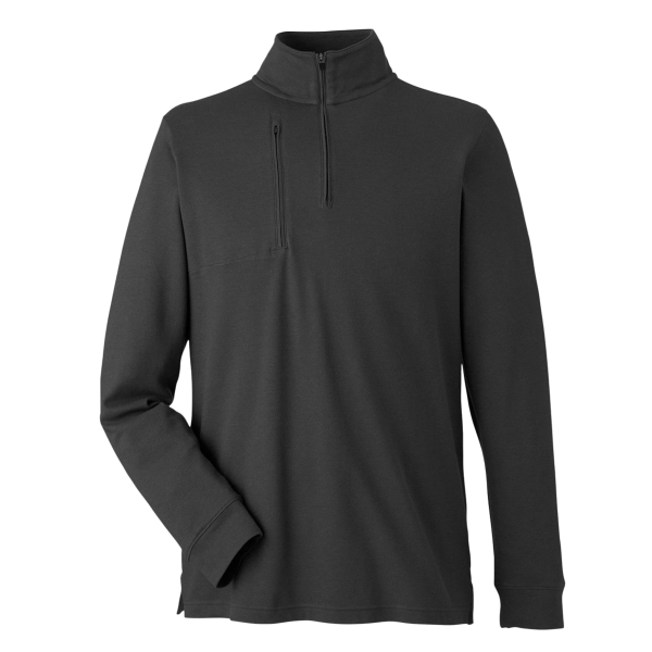 Devon & Jones Men's New Classics® Performance Quarter-Zip Pullover, Black, Front view