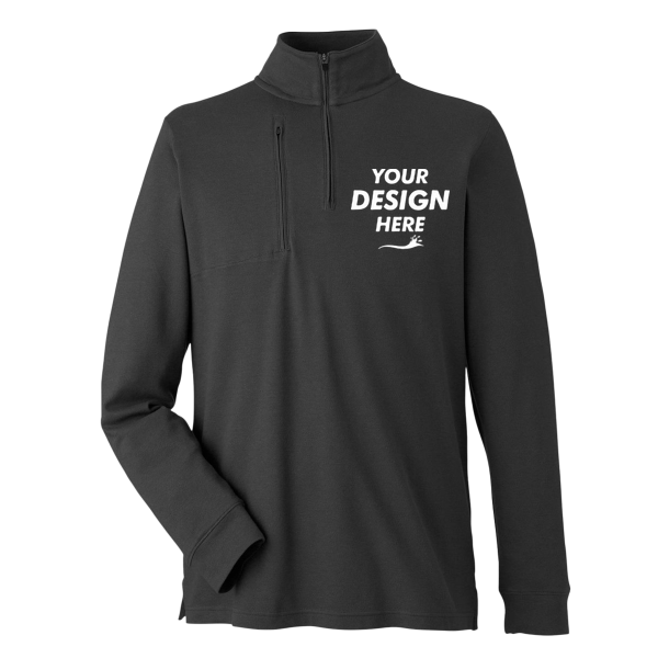 Devon & Jones Men's New Classics® Performance Quarter-Zip Pullover, Black, Front view, Mockup