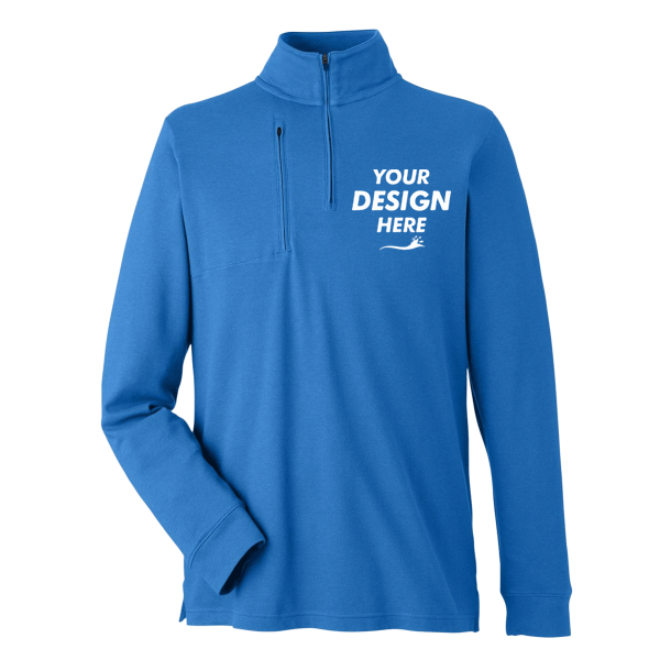 Devon & Jones Men's New Classics® Performance Quarter-Zip Pullover, French Blue, Front view, Mockup