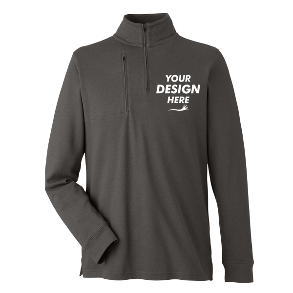 Devon & Jones Men's New Classics® Performance Quarter-Zip Pullover, Graphite, Front view, Mockup