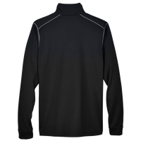 Devon & Jones Men's Newbury Colorblock Mélange Fleece Full-Zip jacket, Black Heather / Dark Grey Heather, Back view