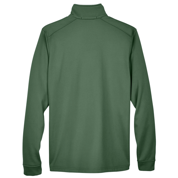 Devon & Jones Men's Newbury Colorblock Mélange Fleece Full-Zip jacket, Forest / Forest Heather, Back view