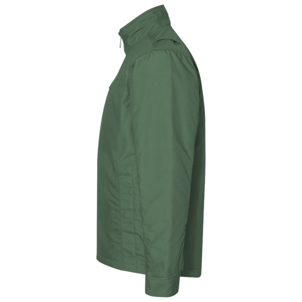 Devon & Jones Men's Newbury Colorblock Mélange Fleece Full-Zip jacket, Forest / Forest Heather, Left Sleeve view