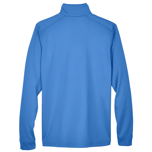 Devon & Jones Men's Newbury Colorblock Mélange Fleece Full-Zip jacket, French Blue / French Blue Heather, Back view