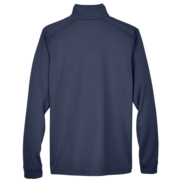 Devon & Jones Men's Newbury Colorblock Mélange Fleece Full-Zip jacket, Navy / Navy Heather, Back view