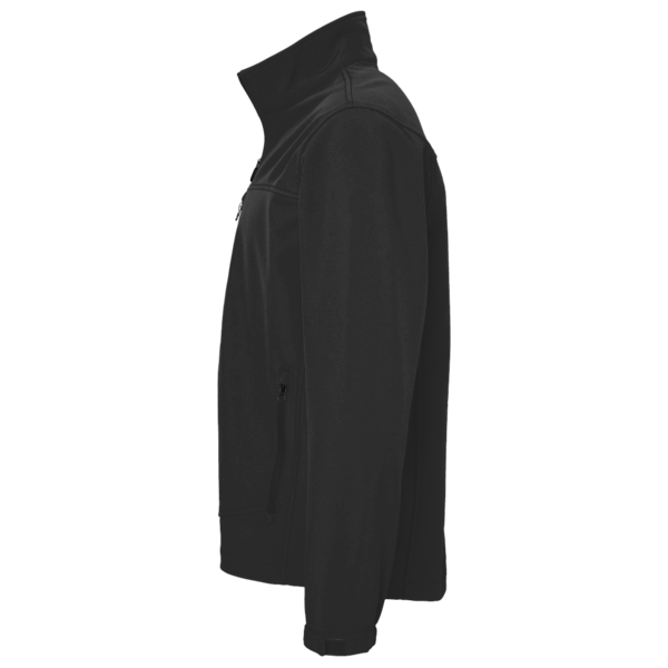 Devon & Jones Men's Newbury Mélange Fleece Quarter-Zip Pullover, Black Heather, Left Sleeve view
