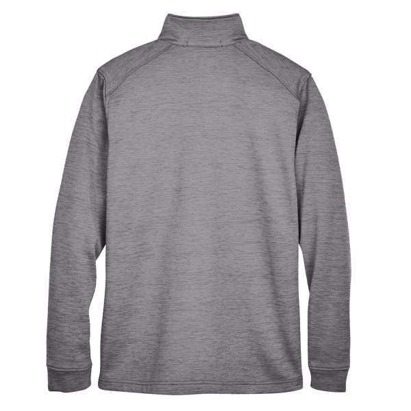 Devon & Jones Men's Newbury Mélange Fleece Quarter-Zip Pullover, Dark Grey Heather, Back view
