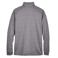 Devon & Jones Men's Newbury Mélange Fleece Quarter-Zip Pullover, Dark Grey Heather, Back view