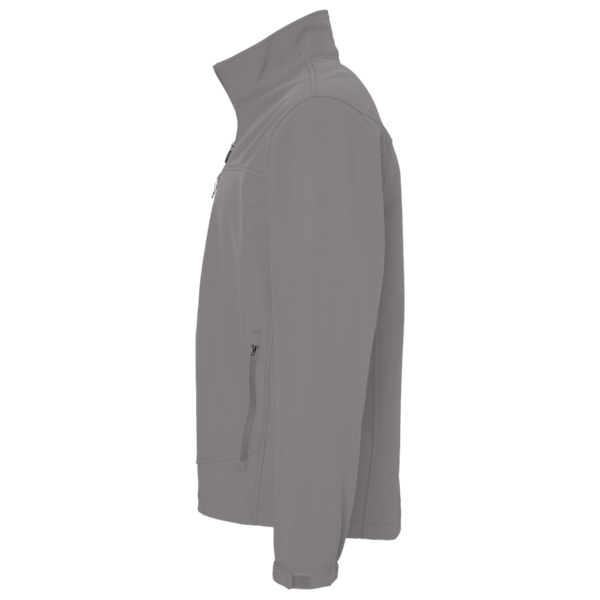 Devon & Jones Men's Newbury Mélange Fleece Quarter-Zip Pullover, Dark Grey Heather, Left Sleeve view