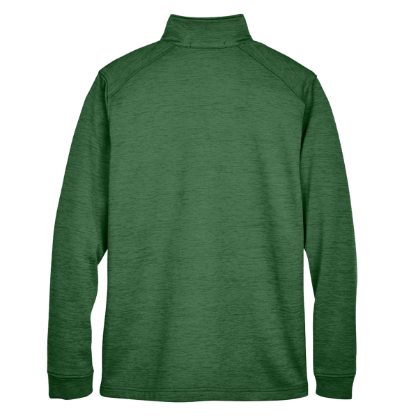 Devon & Jones Men's Newbury Mélange Fleece Quarter-Zip Pullover, Forest Heather, Back view