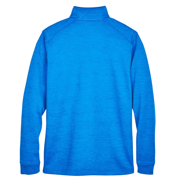 Devon & Jones Men's Newbury Mélange Fleece Quarter-Zip Pullover, French Blue Heather, Back view