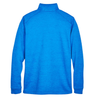 Devon & Jones Men's Newbury Mélange Fleece Quarter-Zip Pullover, French Blue Heather, Back view