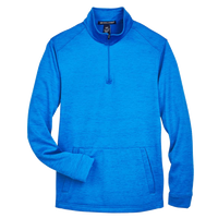 Devon & Jones Men's Newbury Mélange Fleece Quarter-Zip Pullover, French Blue Heather, Front view