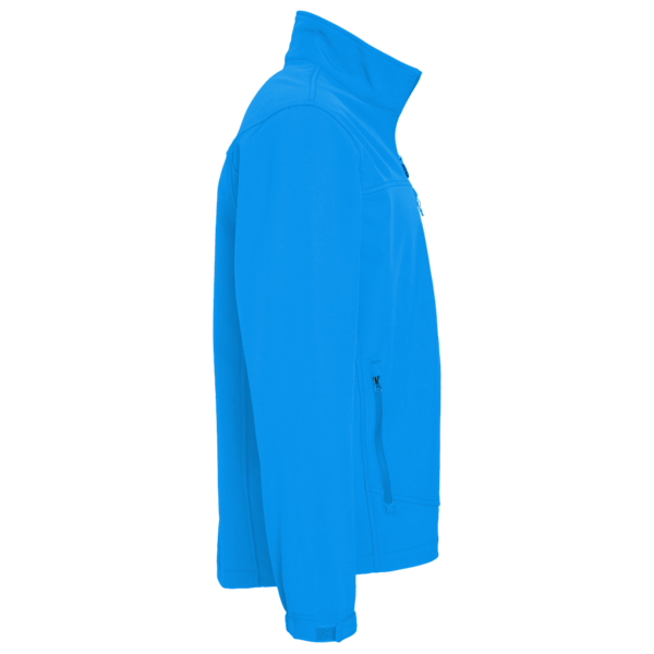 Devon & Jones Men's Newbury Mélange Fleece Quarter-Zip Pullover, French Blue Heather, Right Sleeve view