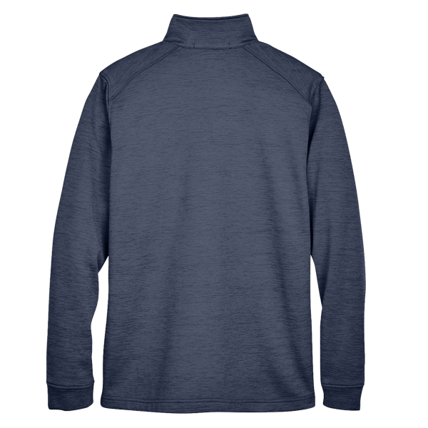 Devon & Jones Men's Newbury Mélange Fleece Quarter-Zip Pullover, Navy Heather, Back view