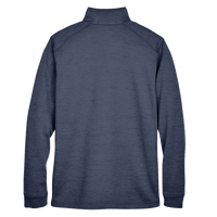 Devon & Jones Men's Newbury Mélange Fleece Quarter-Zip Pullover, Navy Heather, Back view