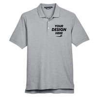Devon & Jones Men's Pima Piqué Polo, Grey Heather, Front view, Mockup