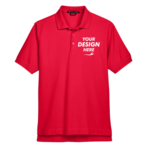 Devon & Jones Men's Pima Piqué Polo, Red, Front view, Mockup