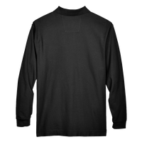 Devon & Jones Men's Pima Piqué Long Sleeve Polo, Black, Back view