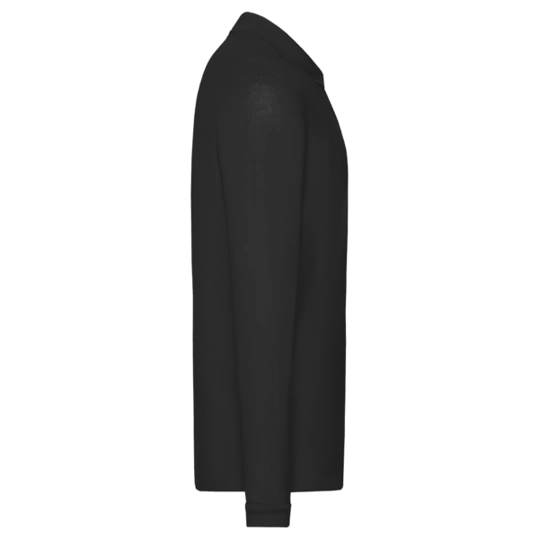 Devon & Jones Men's Pima Piqué Long Sleeve Polo, Black, Right Sleeve view