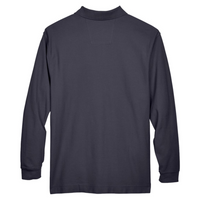 Devon & Jones Men's Pima Piqué Long Sleeve Polo, Navy, Back view