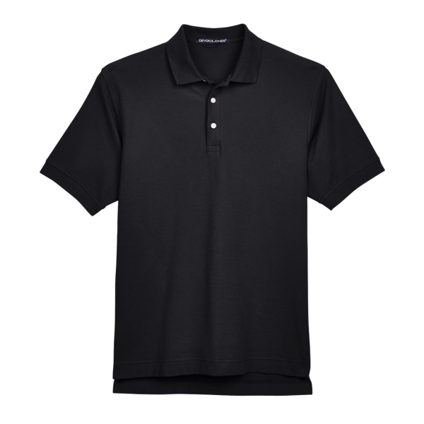 Devon & Jones Men's Pima Piqué Polo, Black, Front view
