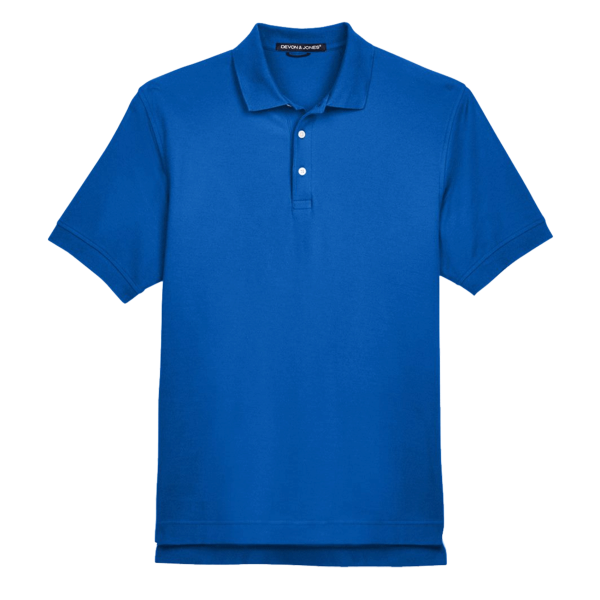 Devon & Jones Men's Pima Piqué Polo, French Blue, Front view