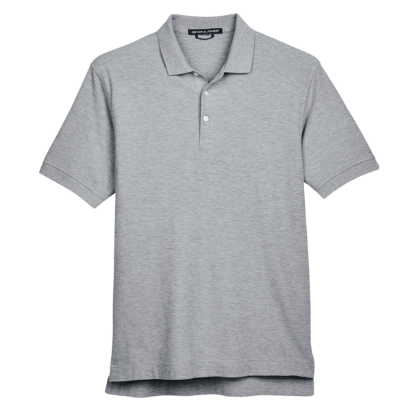 Devon & Jones Men's Pima Piqué Polo, Grey Heather, Front view
